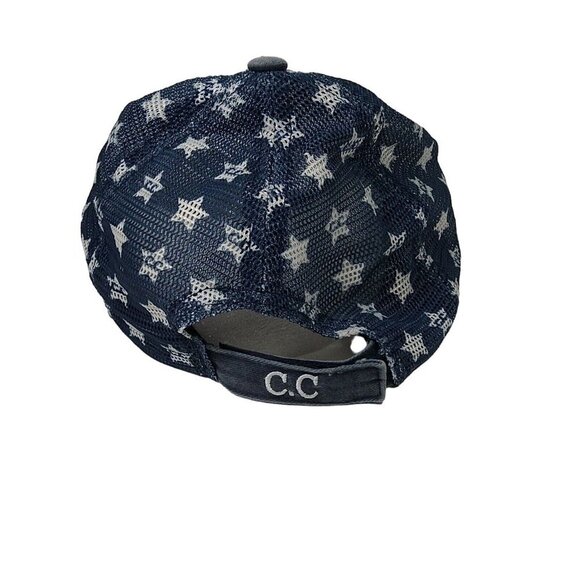 CC Exclusives Denim Strapback Cap Women One Size US Flag Broken-in Ripped - Picture 4 of 7